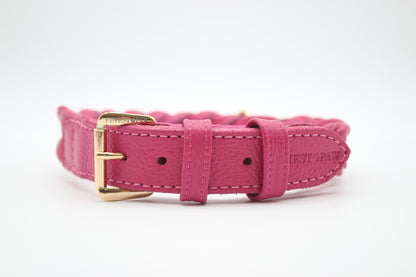 FinestPaw_Halsband_Vollgeflochten_pink_xxl_gold_front