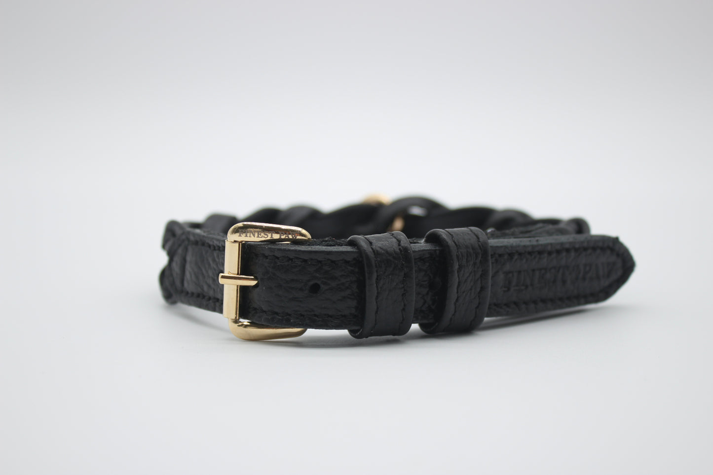 FinestPaw_Halsband_Vollgeflochten_schwarz_m_gold_front
