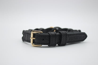FinestPaw_Halsband_Vollgeflochten_schwarz_m_gold_front