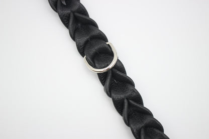 FinestPaw_Halsband_Vollgeflochten_schwarz_m_silber_dring