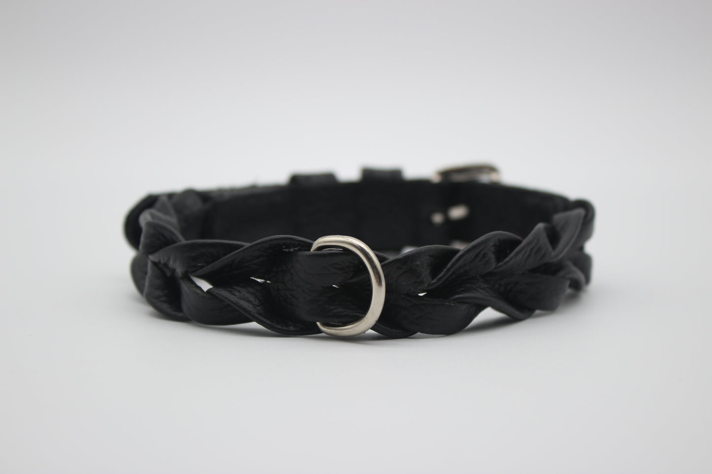 FinestPaw_Halsband_Vollgeflochten_schwarz_xs_silber_back