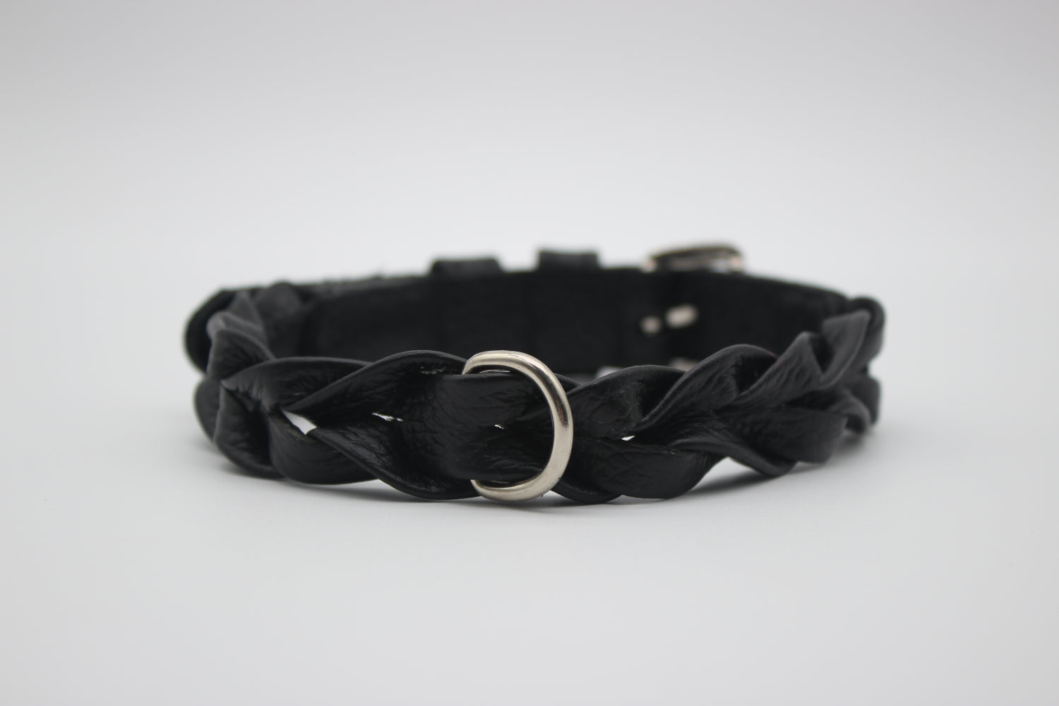 FinestPaw_Halsband_Vollgeflochten_schwarz_xs_silber_back