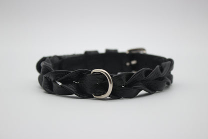 FinestPaw_Halsband_Vollgeflochten_schwarz_xs_silber_back