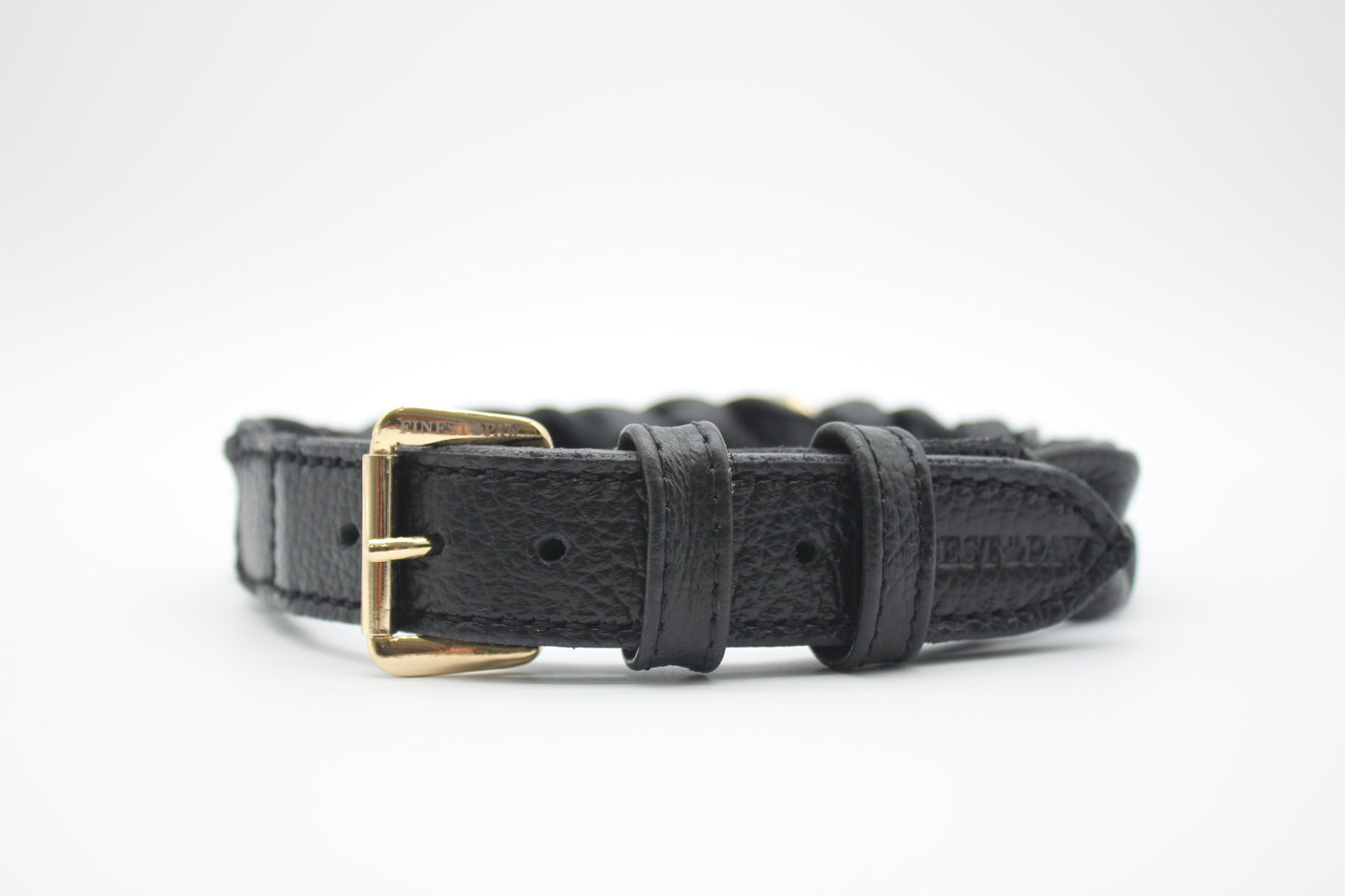 FinestPaw_Halsband_Vollgeflochten_schwarz_xxl_gold_front
