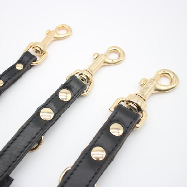 FinestPaw_Leine_Klassik_Premium_schwarz_all_gold_karabiner