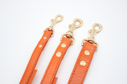 FinestPaw_Leine_Flechtkunst_Kurzleine_papaya_all_all_gold_3karabiner