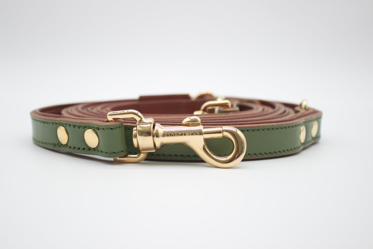 FinestPaw_Leine_Klassik_Premium_Fuehrleine_salbei_all_all_gold_front