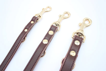 FinestPaw_Leine_Soft_Komfort_Fuehrleine_braun-bordeaux_all_all_gold_3karabiner