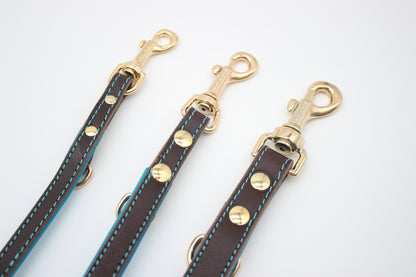FinestPaw_Leine_Soft_Komfort_Fuehrleine_braun-tuerkis_all_all_gold_3karabiner
