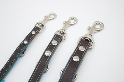 FinestPaw_Leine_Soft_Komfort_Fuehrleine_braun-tuerkis_all_all_silber_3karabiner