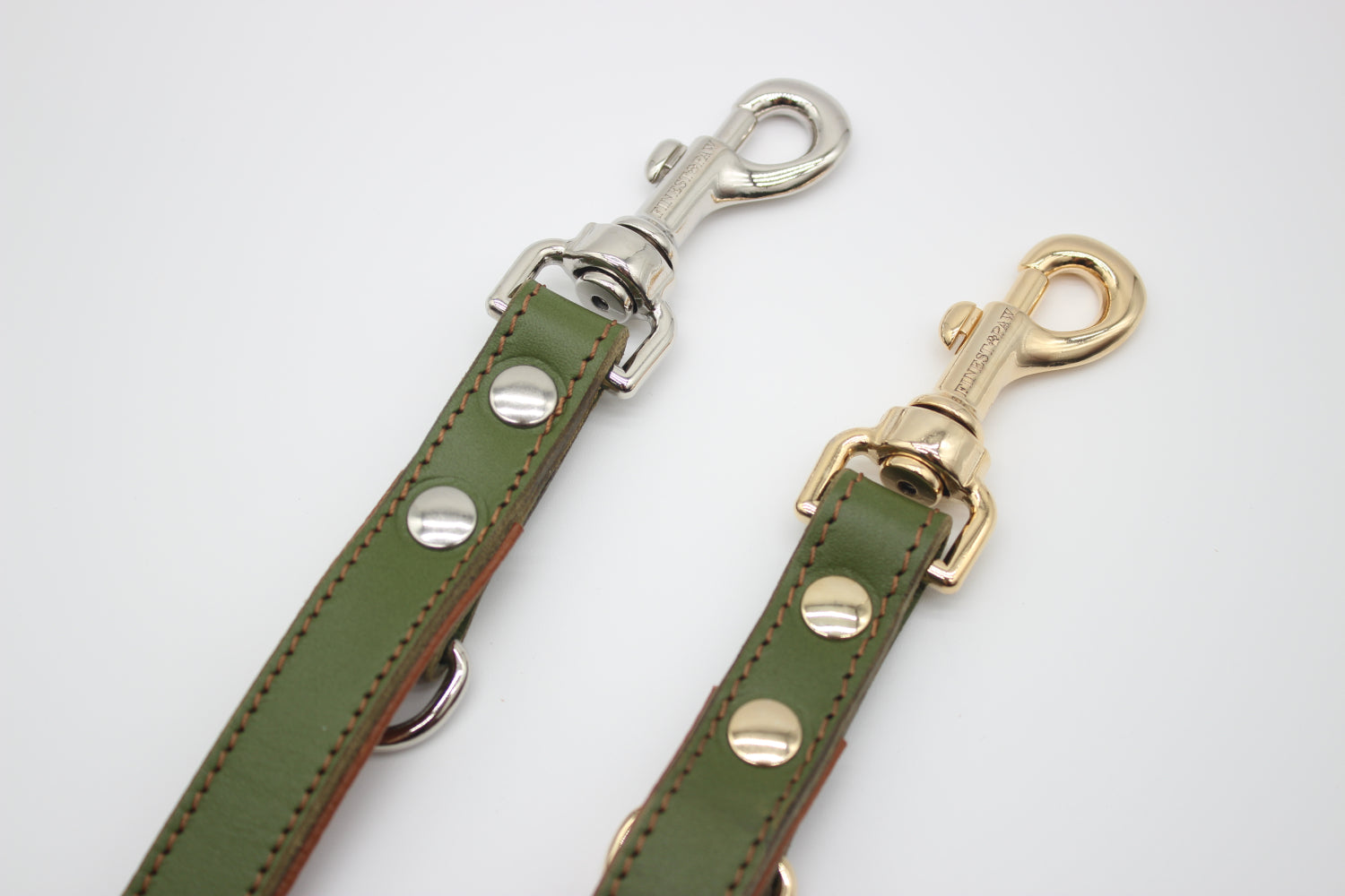 FinestPaw_Leine_Soft_Komfort_Fuehrleine_waldgruen-cognac_all_all_all_2karabiner