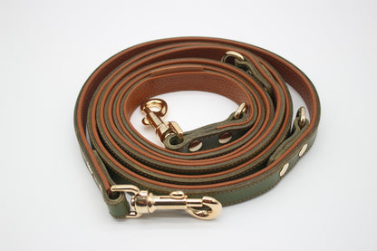 FinestPaw_Leine_Soft_Komfort_Fuehrleine_waldgruen-cognac_all_all_gold_gerollt