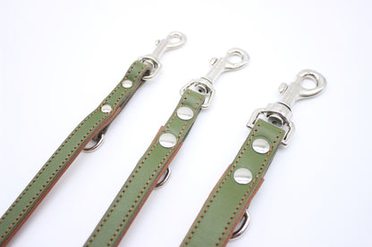 FinestPaw_Leine_Soft_Komfort_Fuehrleine_waldgruen-cognac_all_all_silber_3karabiner
