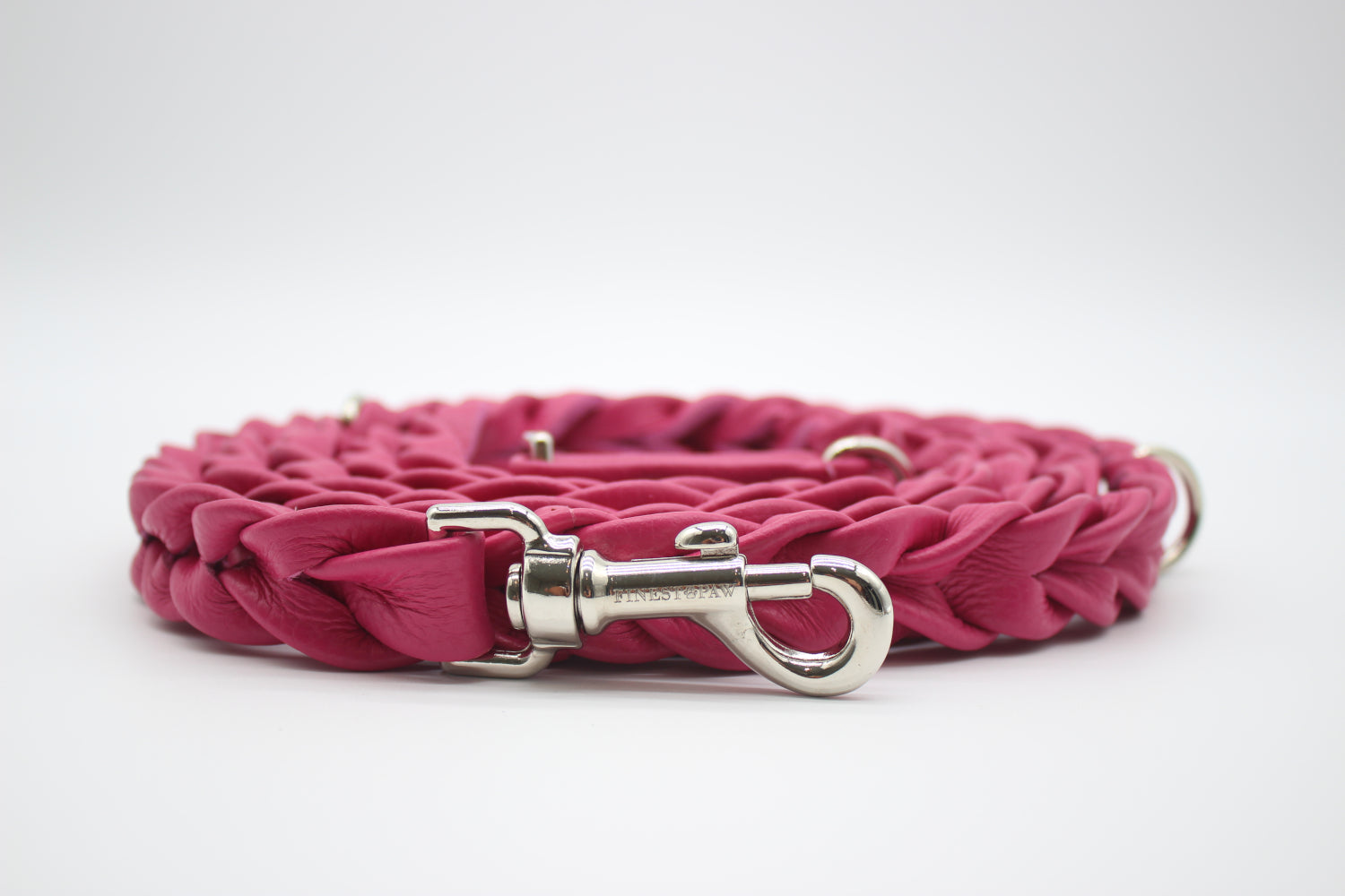 FinestPaw_Leine_Vollgeflochten_Fuehrleine_pink_all_all_silber_front