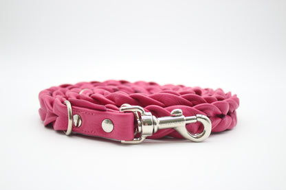 FinestPaw_Leine_Vollgeflochten_Fuehrleine_pink_all_all_silber_logo