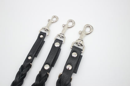 FinestPaw_Leine_Vollgeflochten_Fuehrleine_schwarz_all_all_silber_3karabiner
