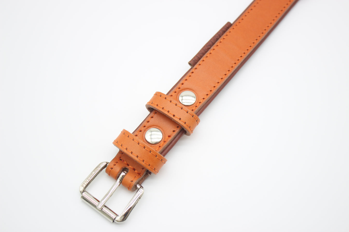FinestPaw_Halsband_Klassik_Premium_orange_m_silber_schnalle