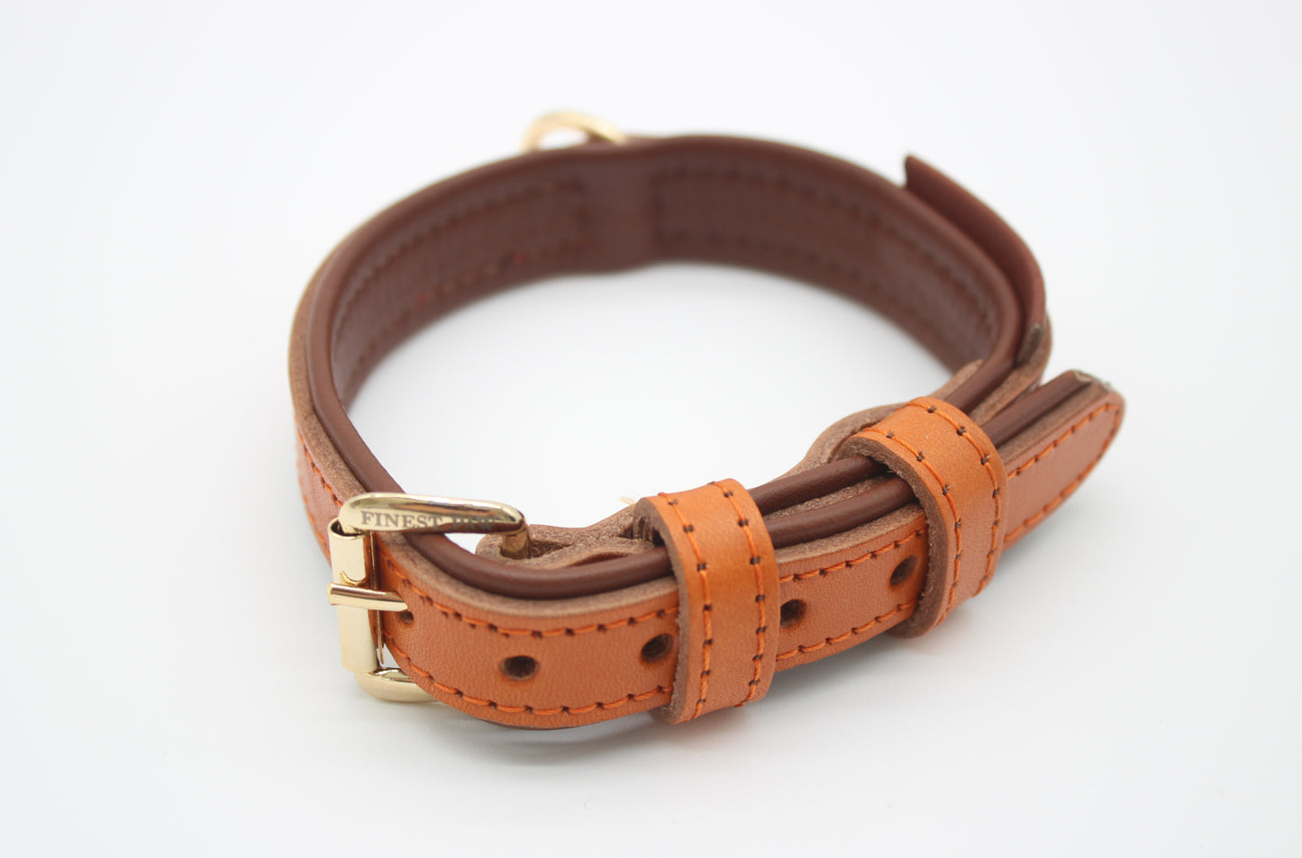 FinestPaw_Halsband_Klassik_Premium_orange_xs_gold_oben