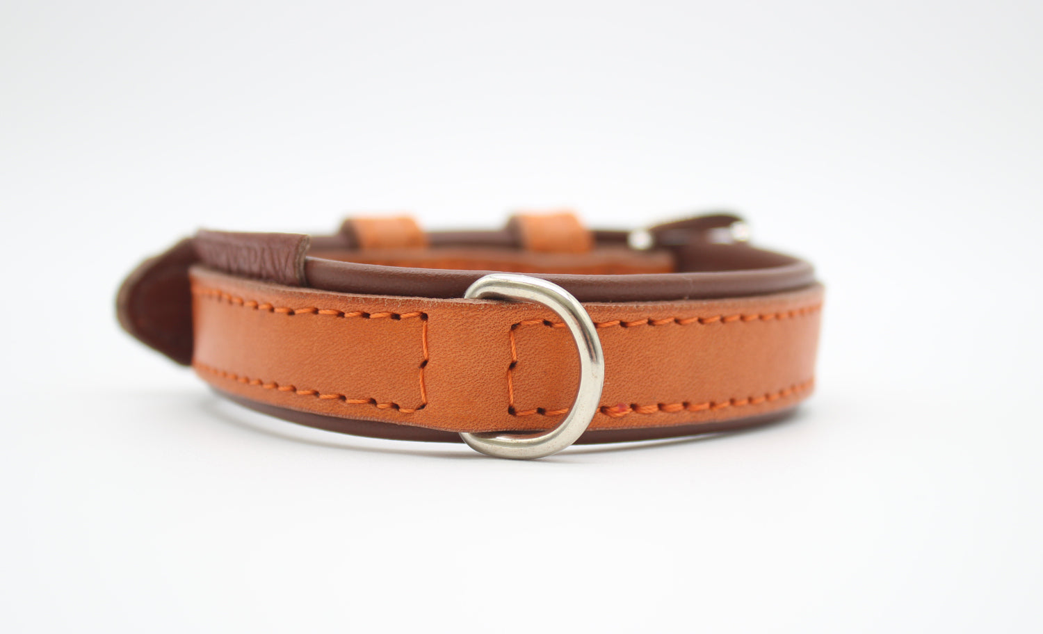 FinestPaw_Halsband_Klassik_Premium_orange_xs_silber_dring