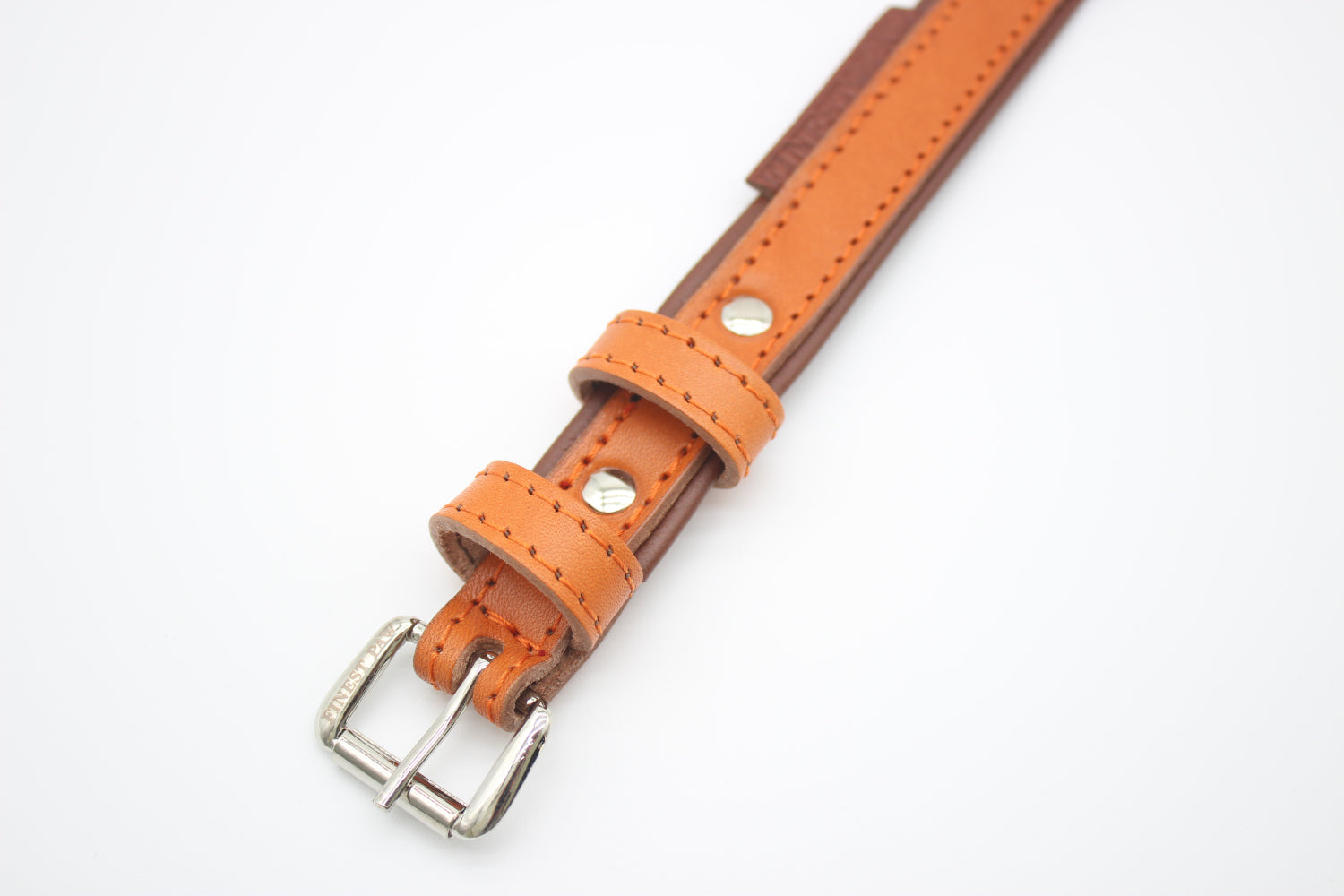 FinestPaw_Halsband_Klassik_Premium_orange_xs_silber_schnalle