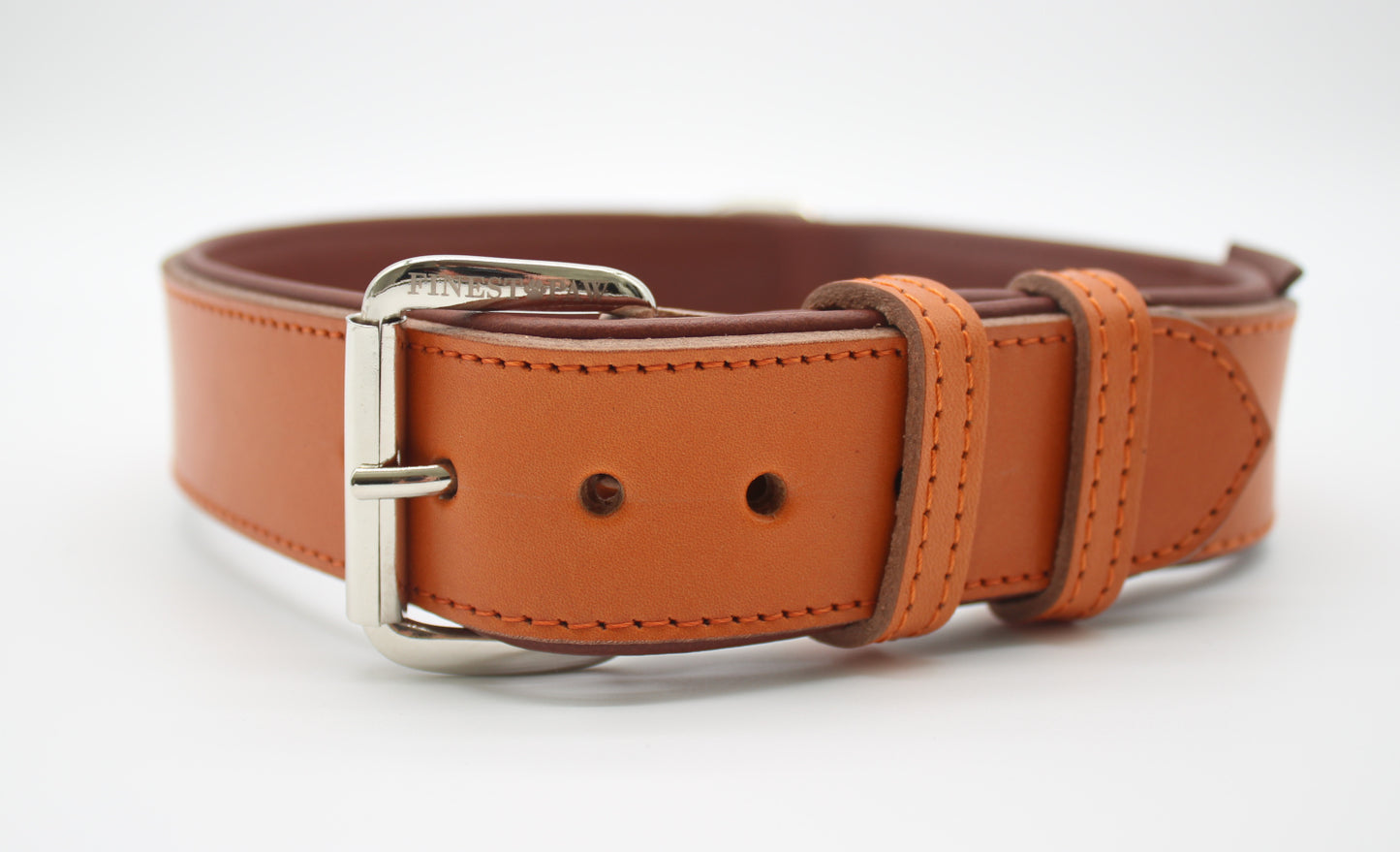 FinestPaw_Halsband_Klassik_Premium_orange_xxl_silber_front