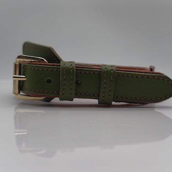 FinestPaw_Halsband_Soft_Komfort_waldgruen-cognac_all_gold_video1