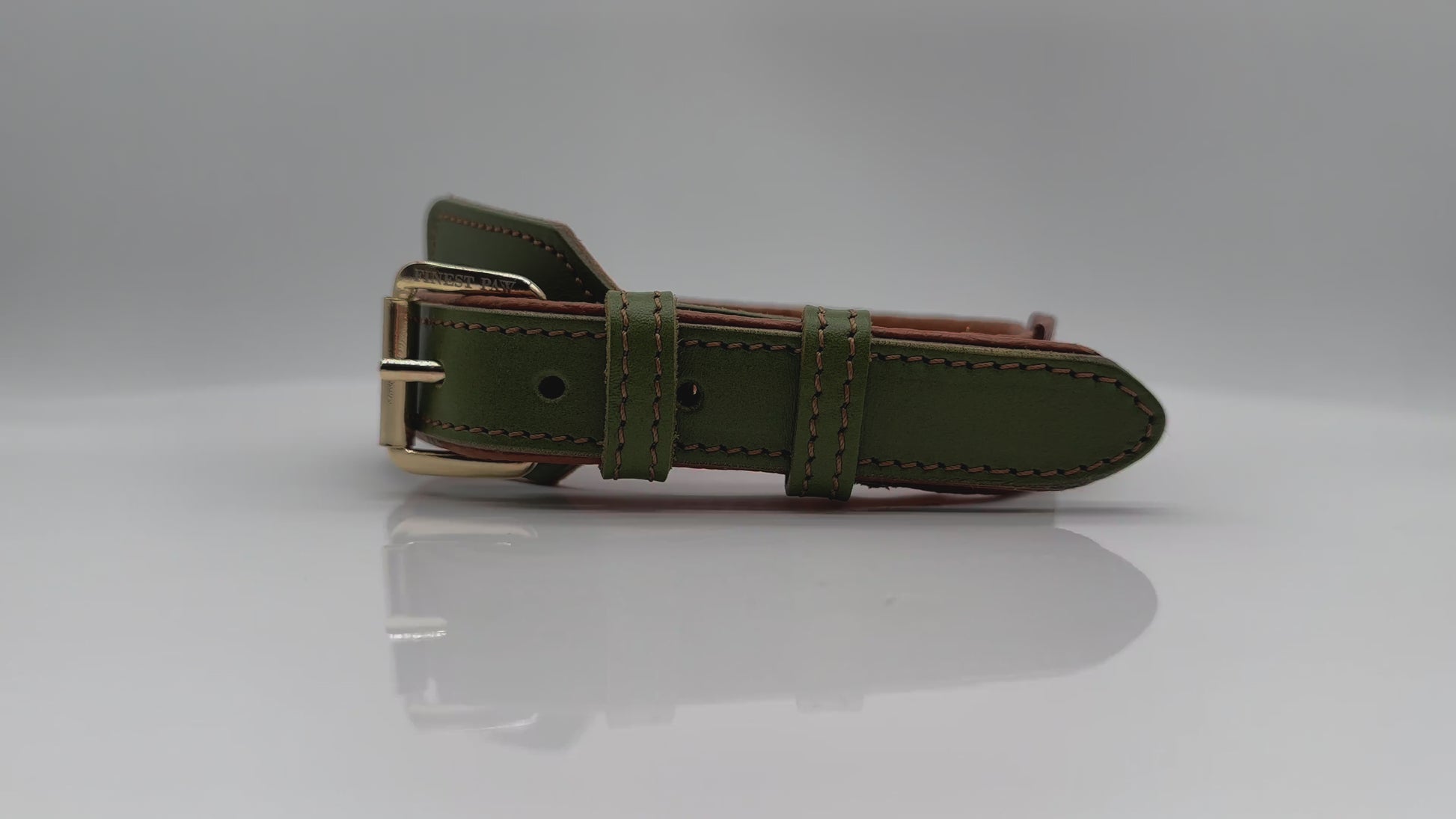 FinestPaw_Halsband_Soft_Komfort_waldgruen-cognac_all_gold_video1